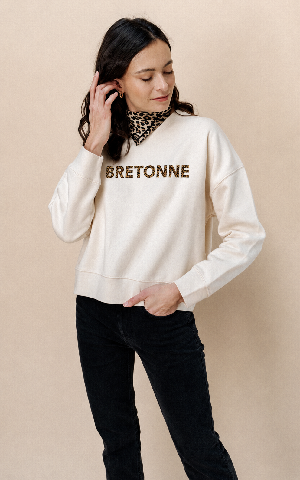 Sweat femme imprimé Léopard "BRETONNE"