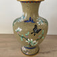 Vase chinois cloisonné décor fleurs et papillons