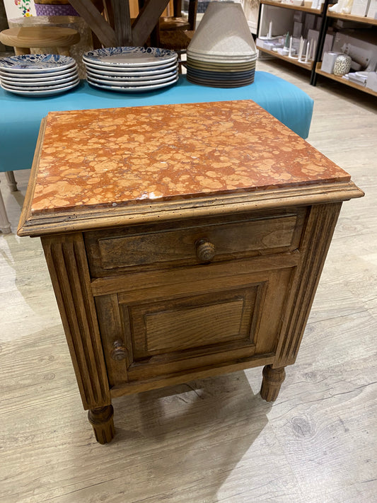 Chevet ancien bois et marbre