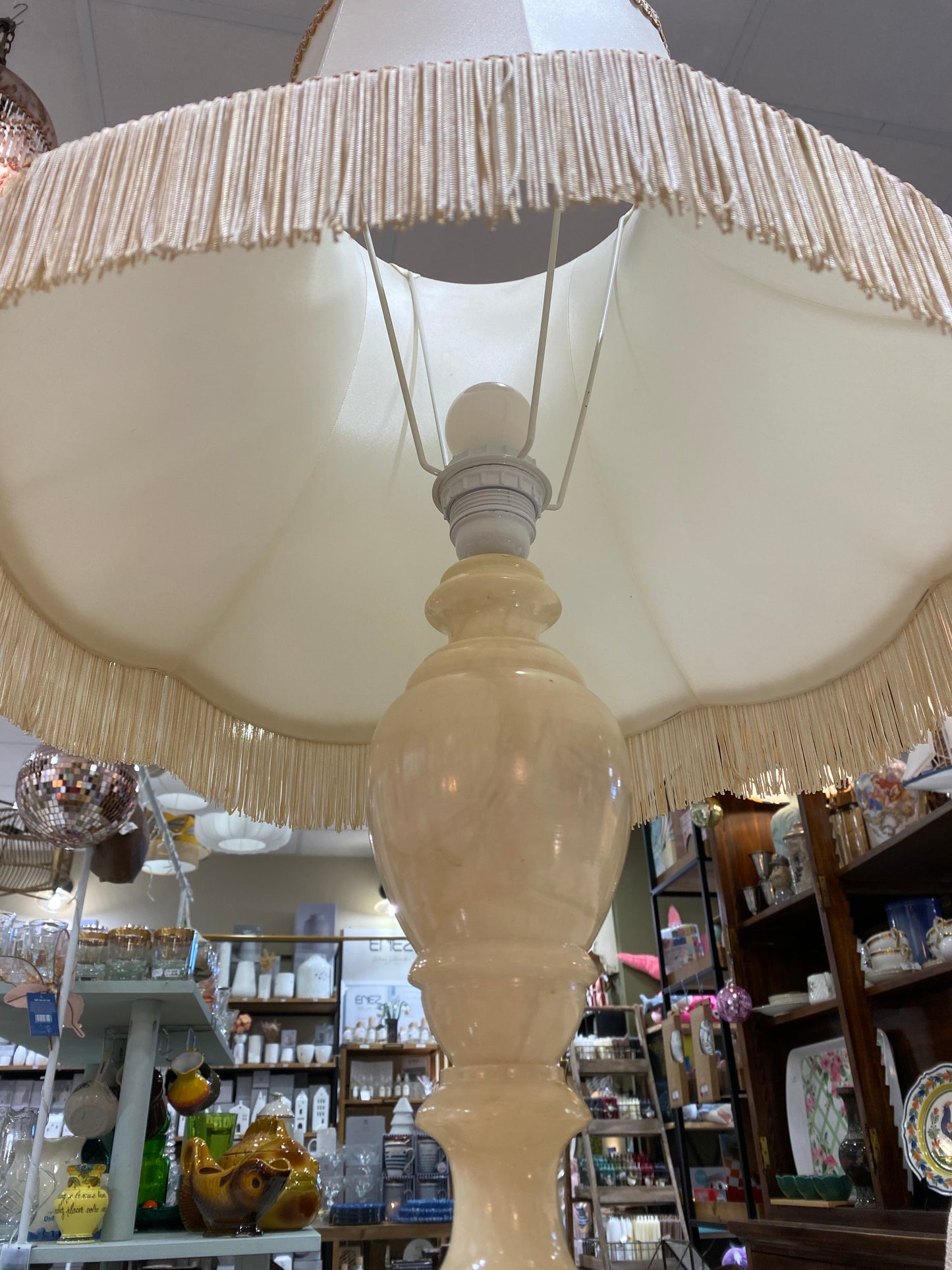 Grande lampe ancienne pied albâtre