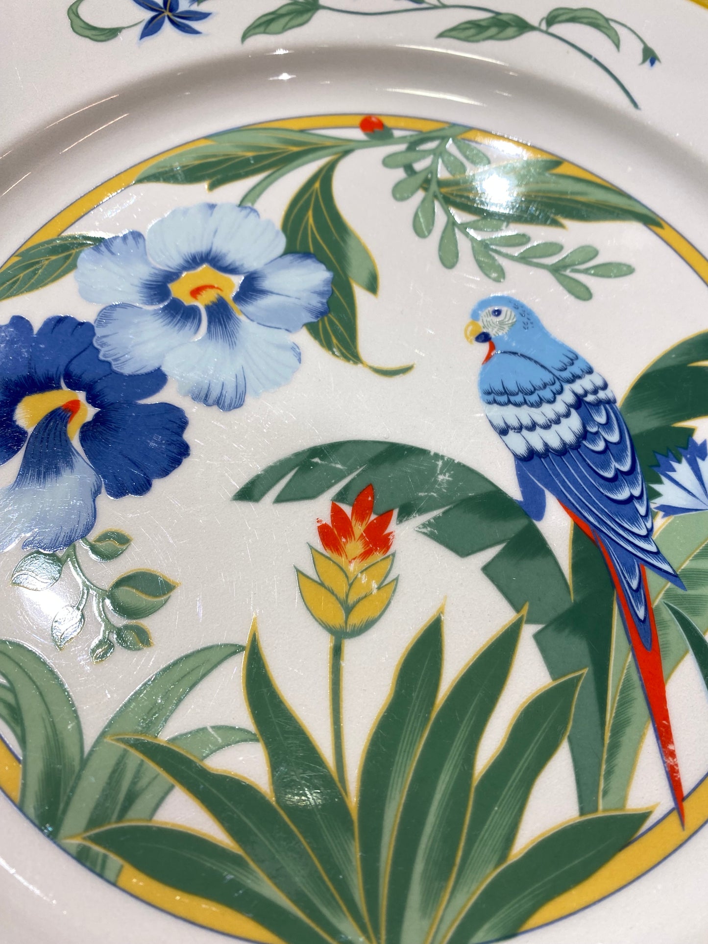 lot de 6 assiettes à dessert "ARA" Japon Hibiscus et Perroquet