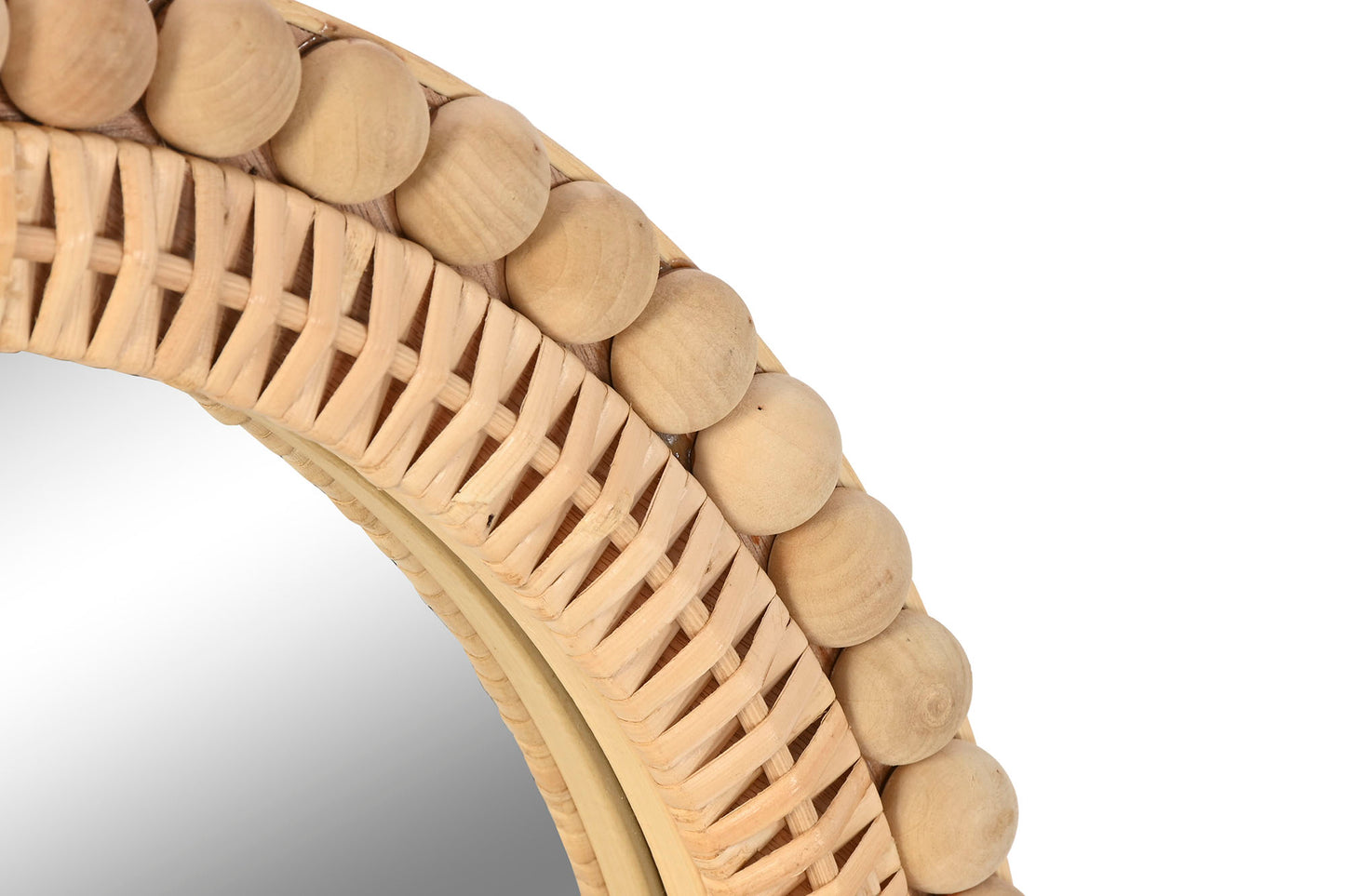 MIROIR en ROTIN BOULES 'NATUREL'