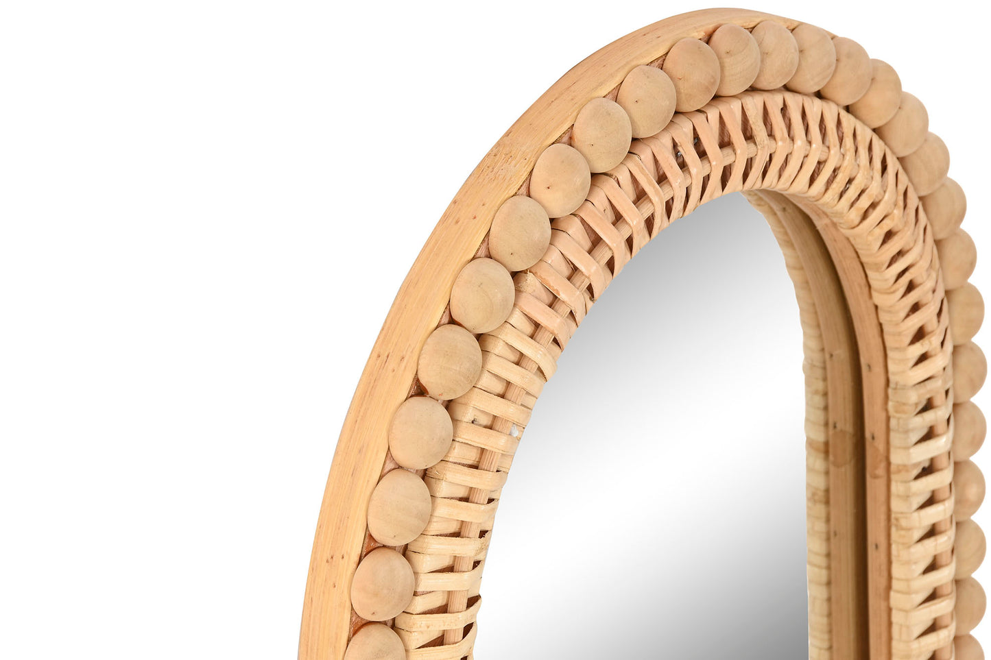 MIROIR en ROTIN BOULES 'NATUREL'