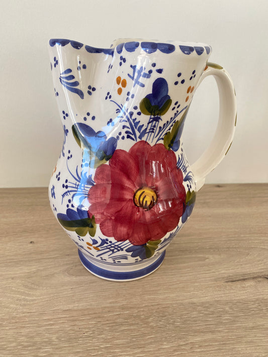 Pichet en céramique décor floral