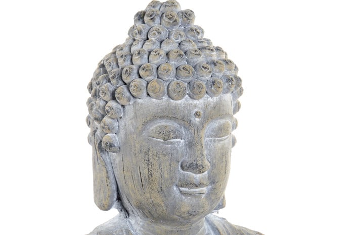 Figurine Bouddha Fibre De Verre 36x23,5x48,4 cm Gris Vieilli