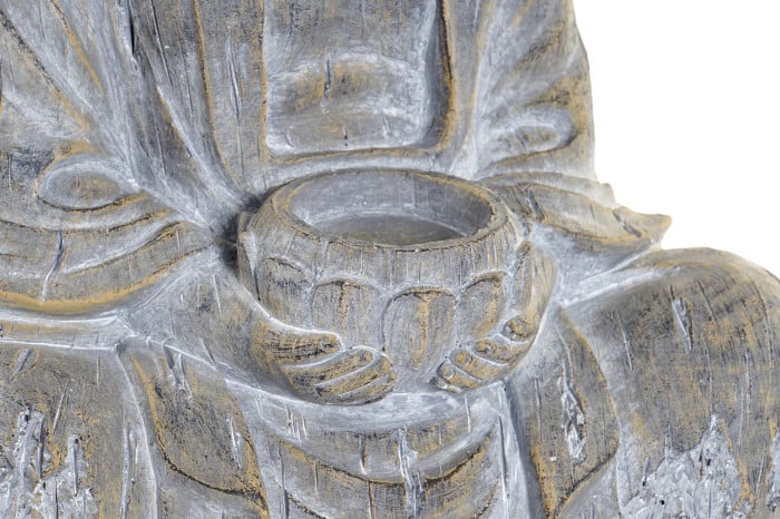 Figurine Bouddha Fibre De Verre 36x23,5x48,4 cm Gris Vieilli