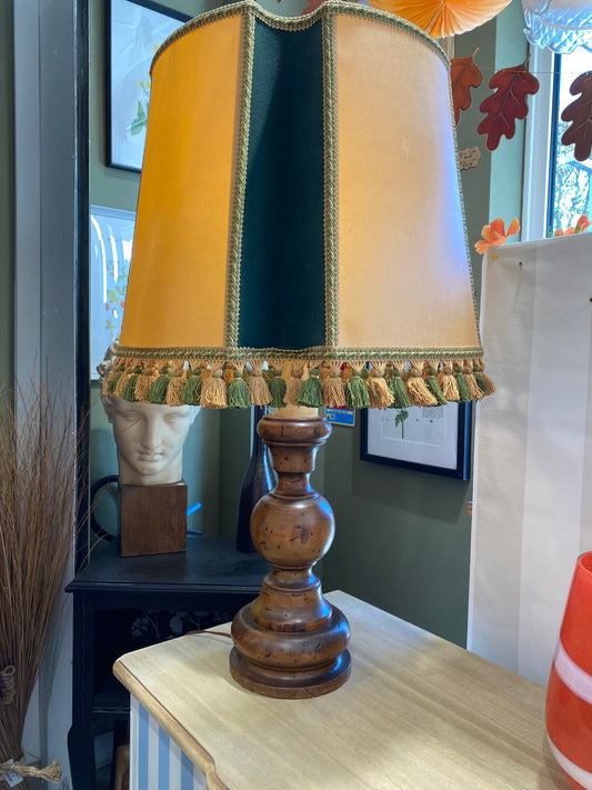 Grande lampe ancienne pied bois