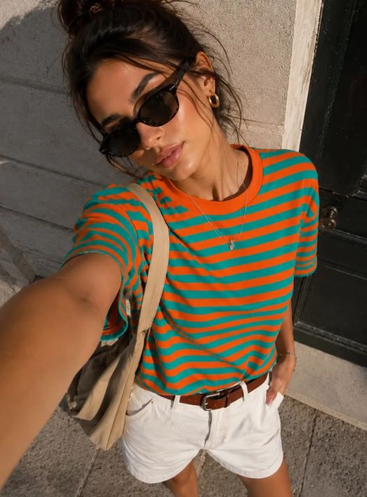 T-shirt Femme Oversize Rayé - Taille M/L