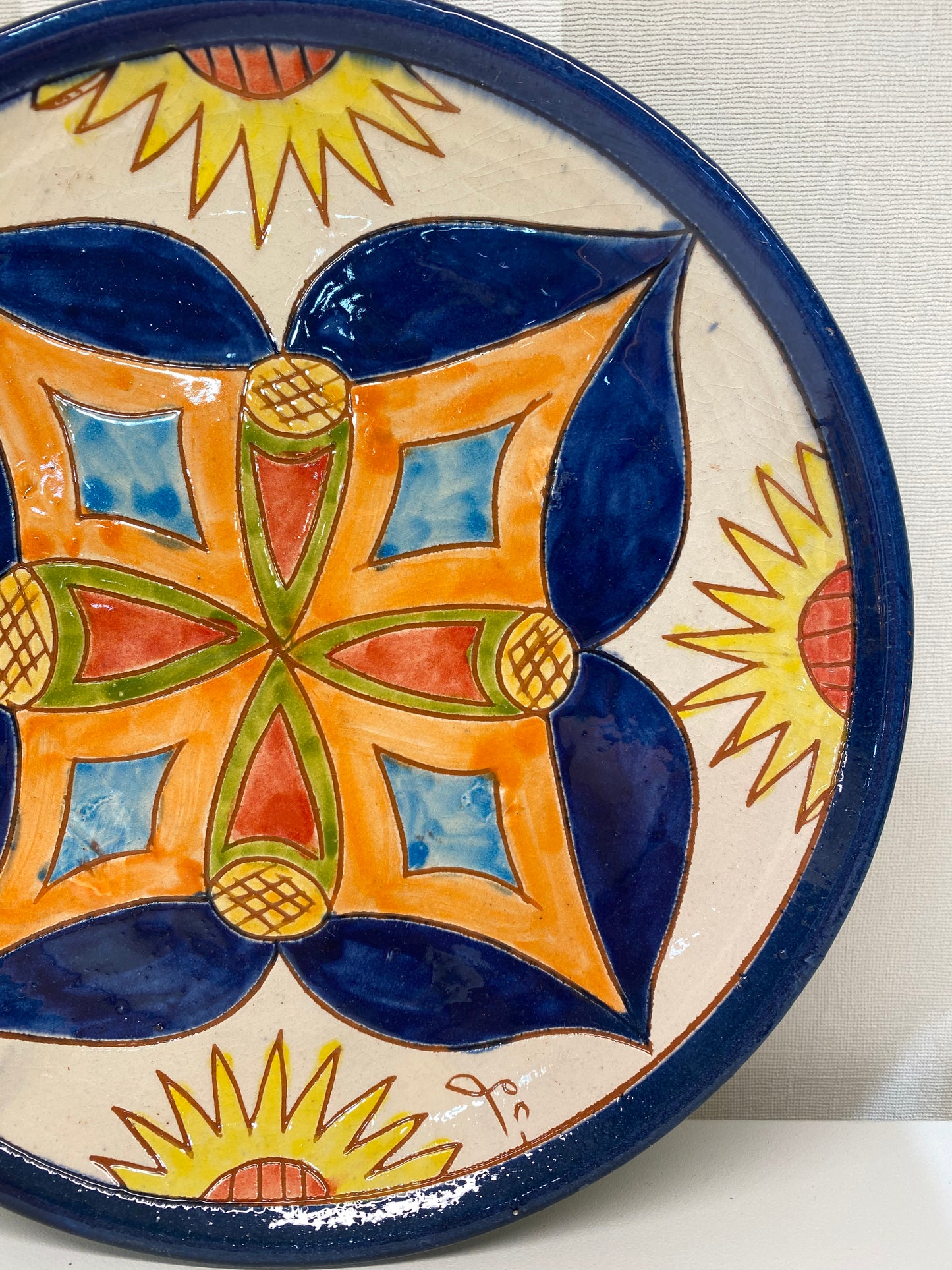 Assiette décorative artisanale terre cuite