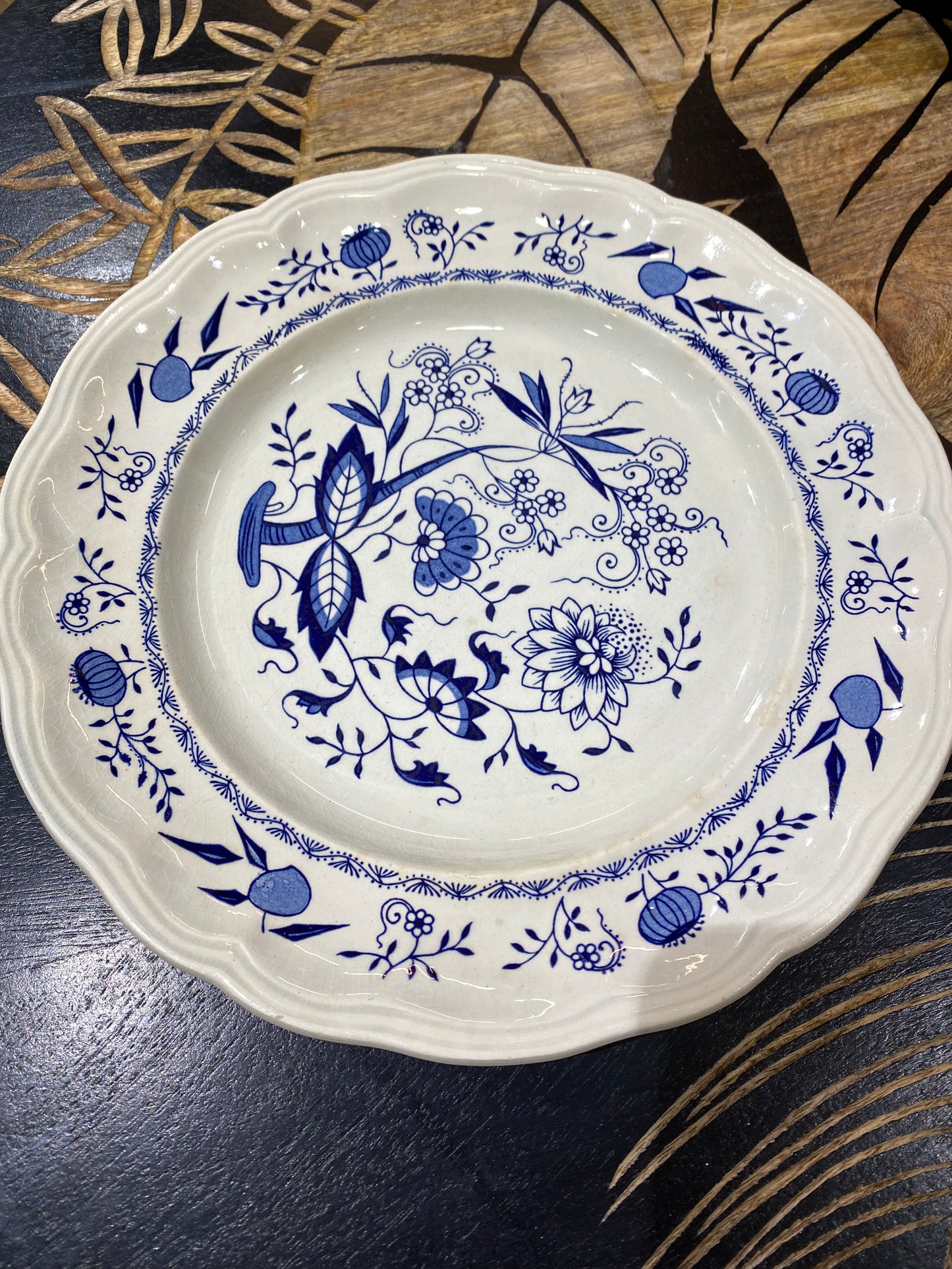 Assiette plate bleue "luneville" tradition