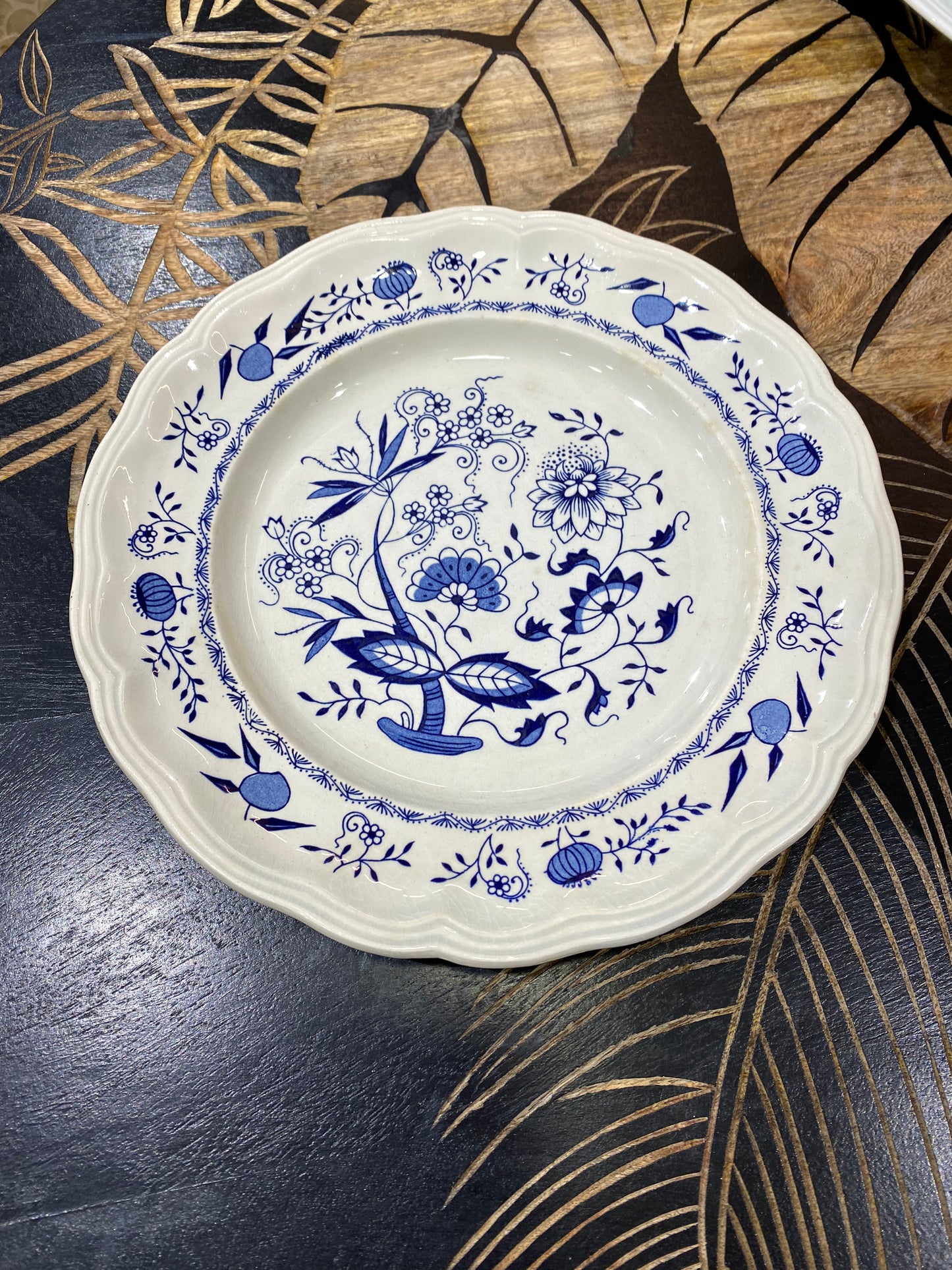 Assiette plate bleue "luneville" tradition
