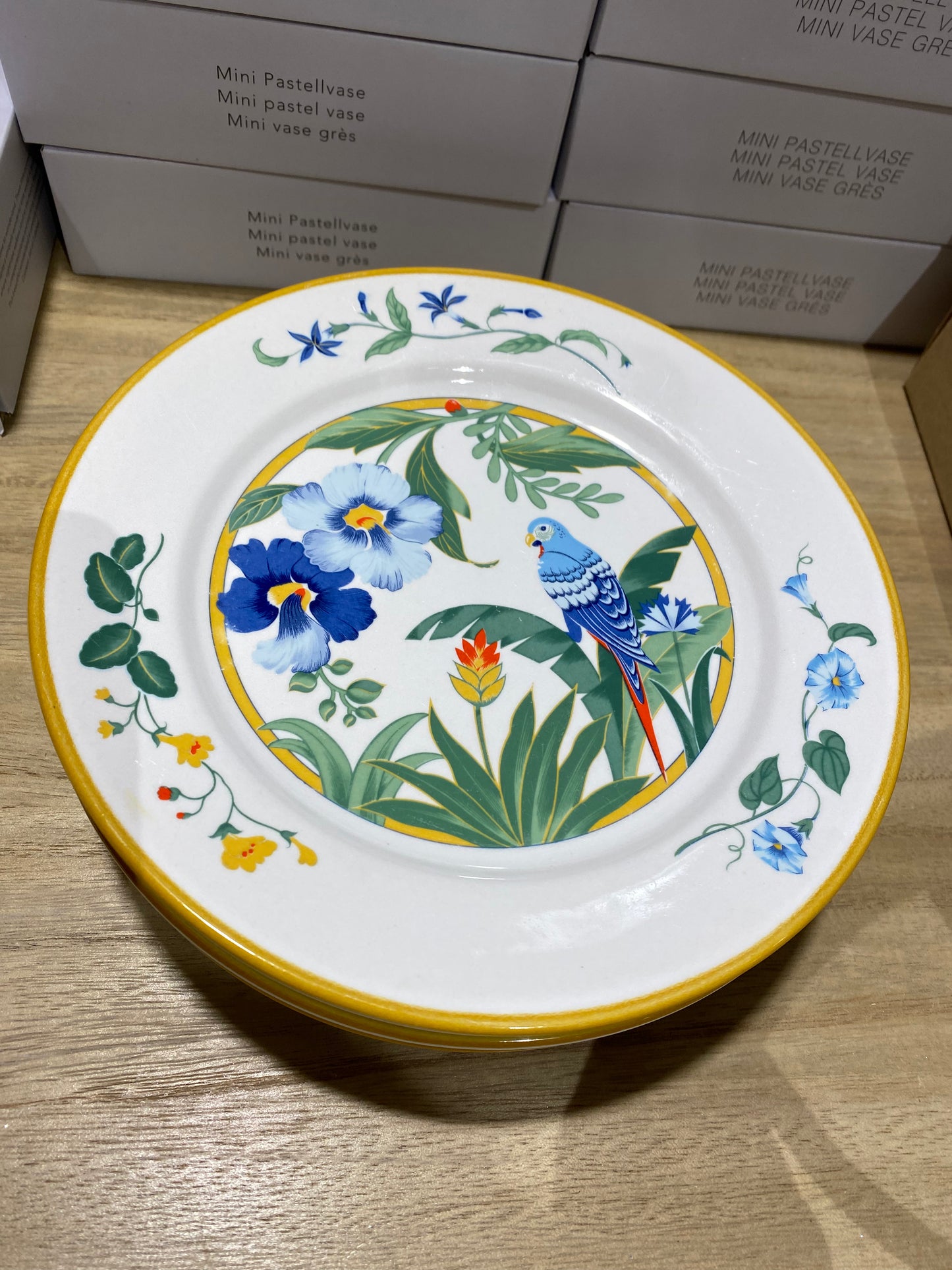 lot de 6 assiettes à dessert "ARA" Japon Hibiscus et Perroquet