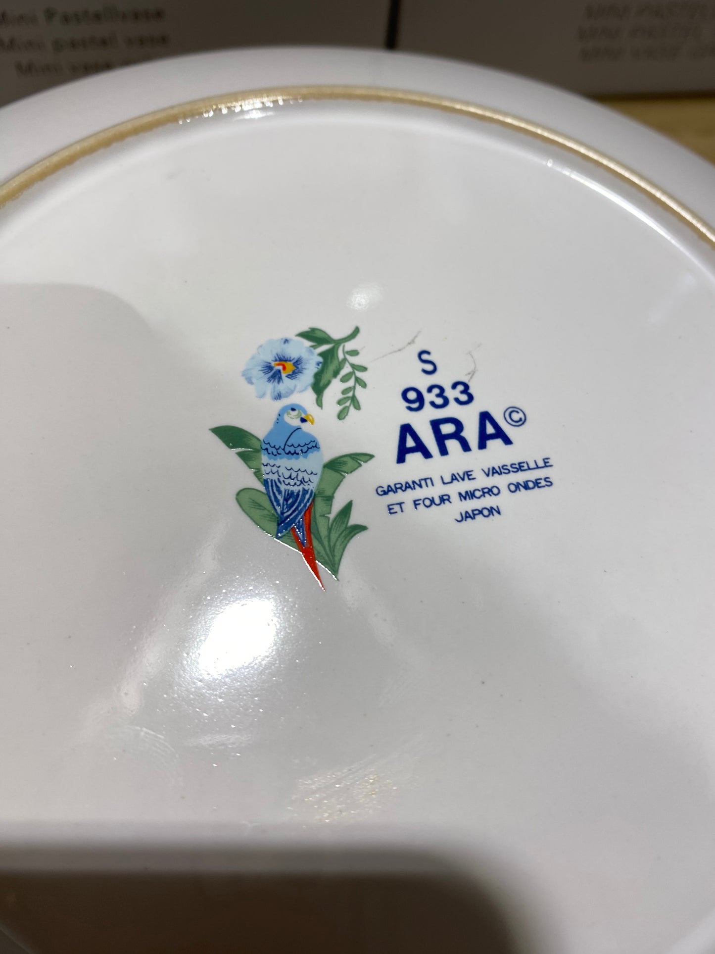 lot de 6 assiettes à dessert "ARA" Japon Hibiscus et Perroquet