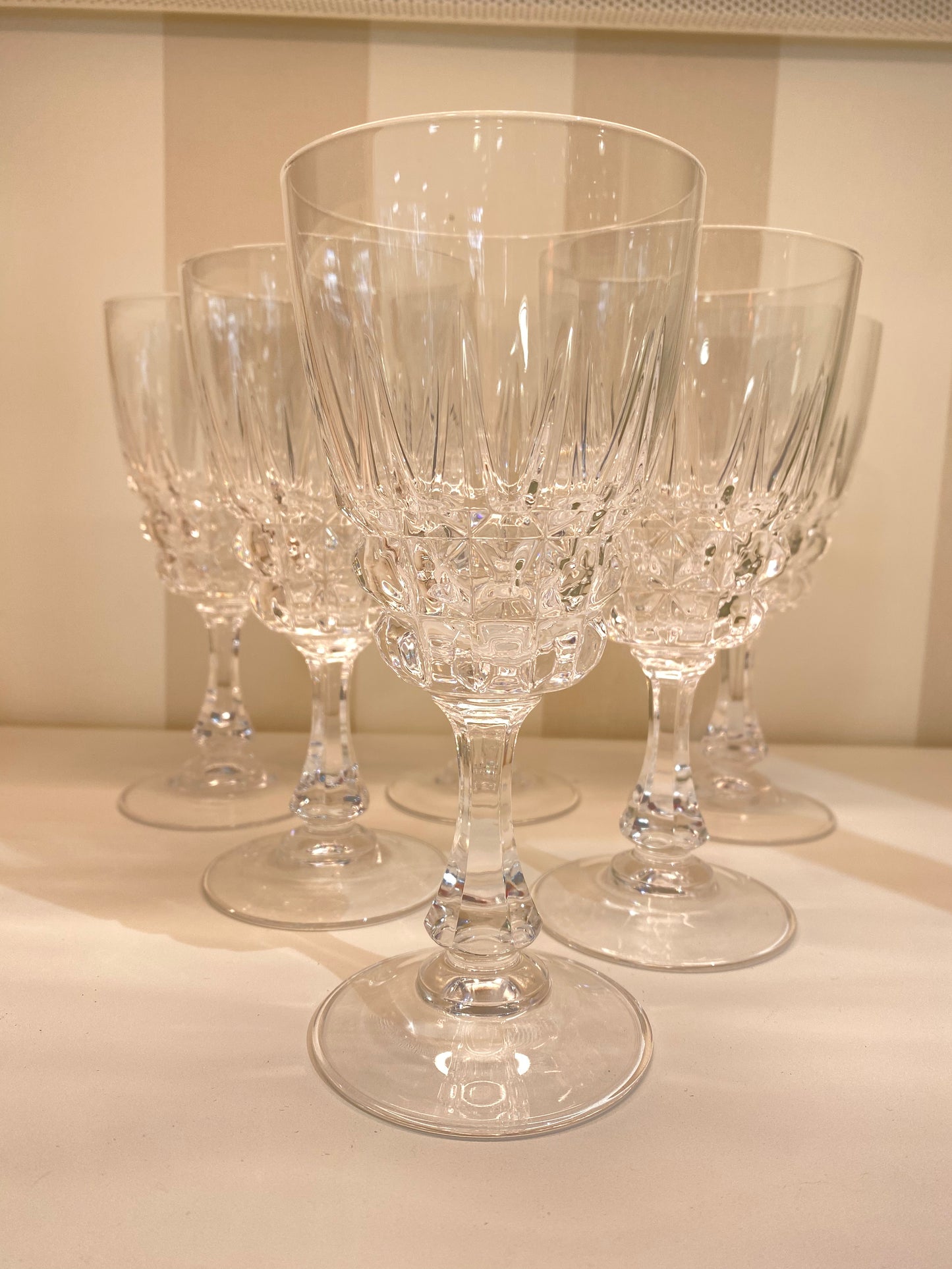 Lot 6 verres à Eau cristal modèle Pompadour