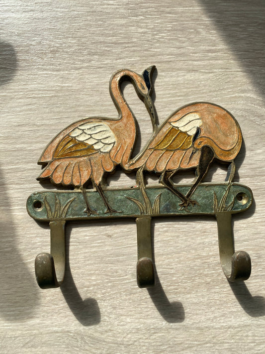 Porte serviettes / torchons en laiton émaillé Oiseaux