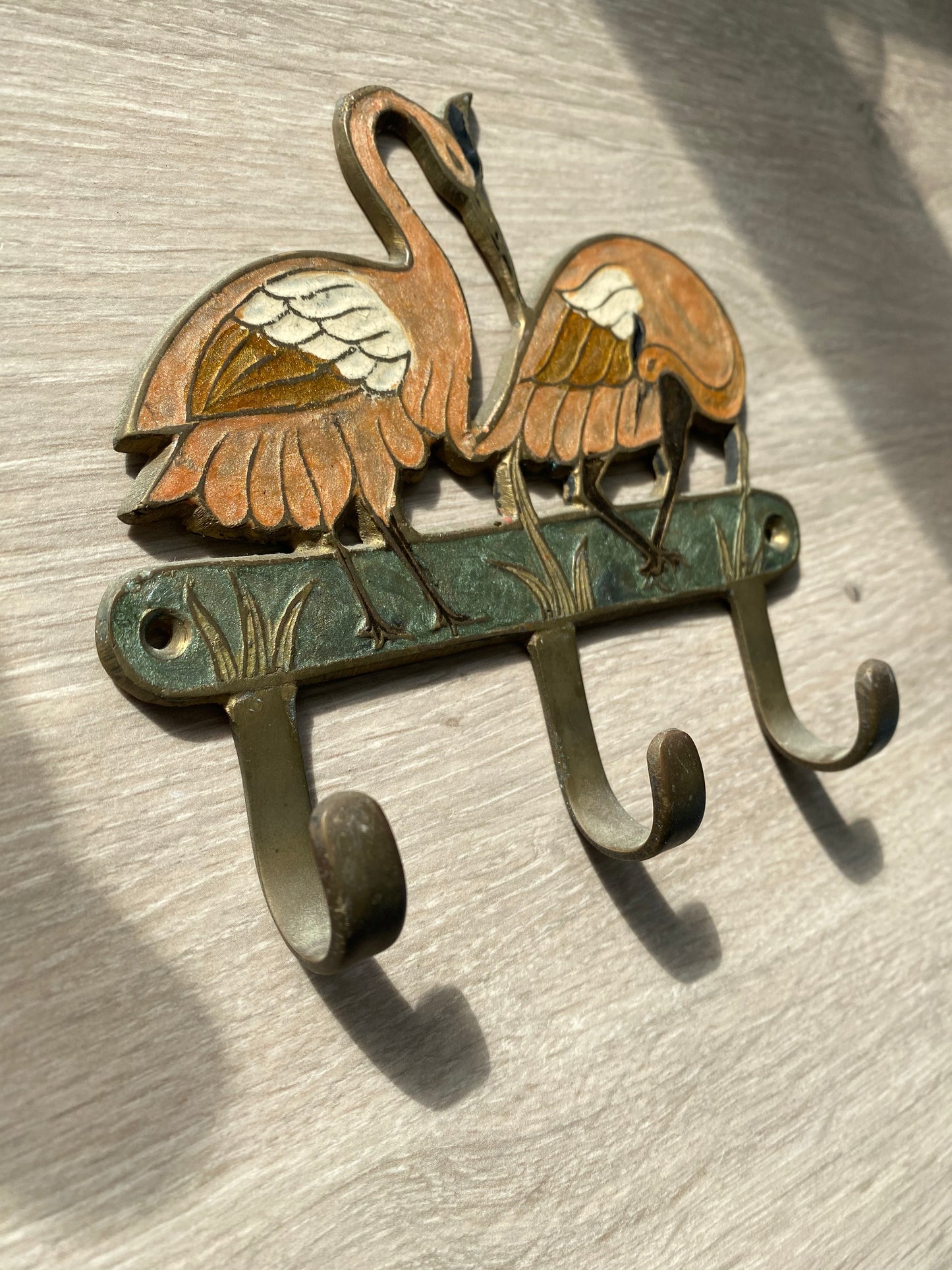 Porte serviettes / torchons en laiton émaillé Oiseaux