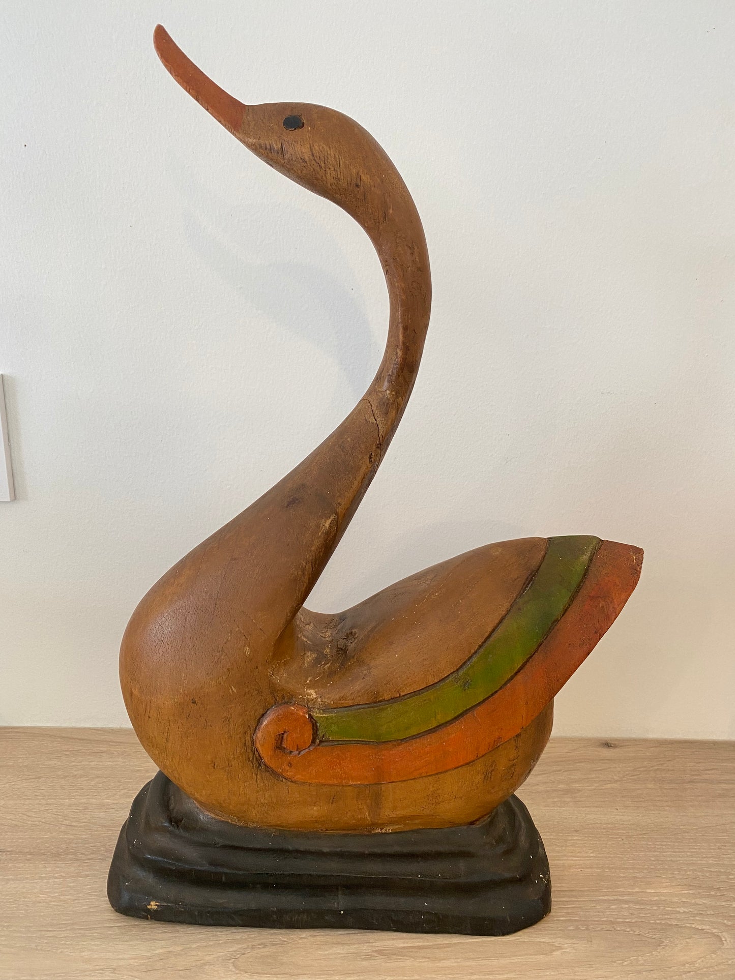 canard déco en bois sculpté