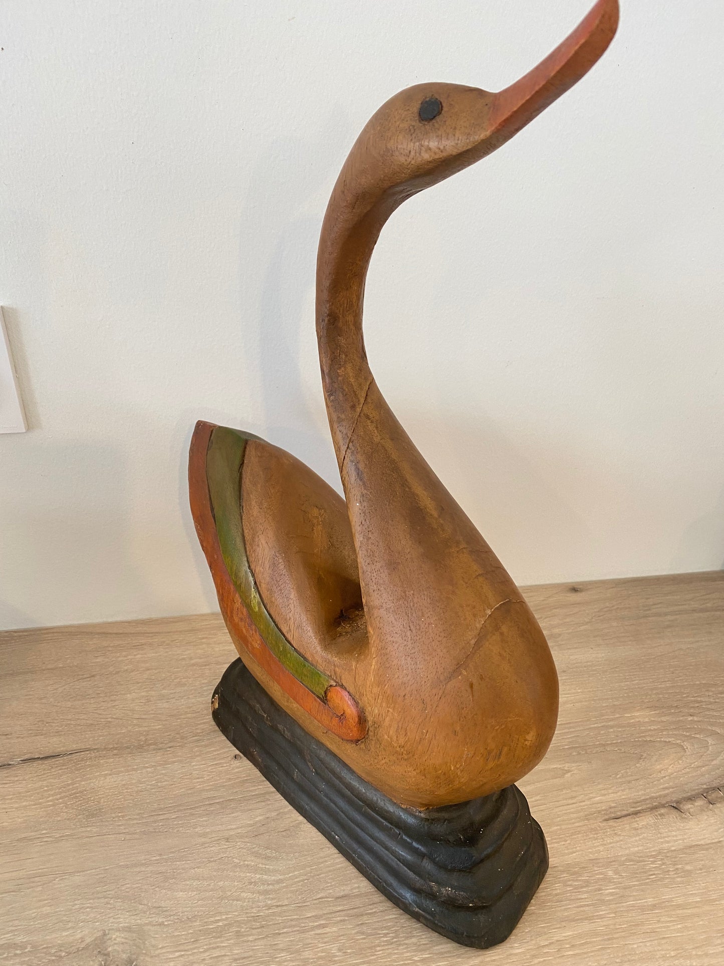 canard déco en bois sculpté