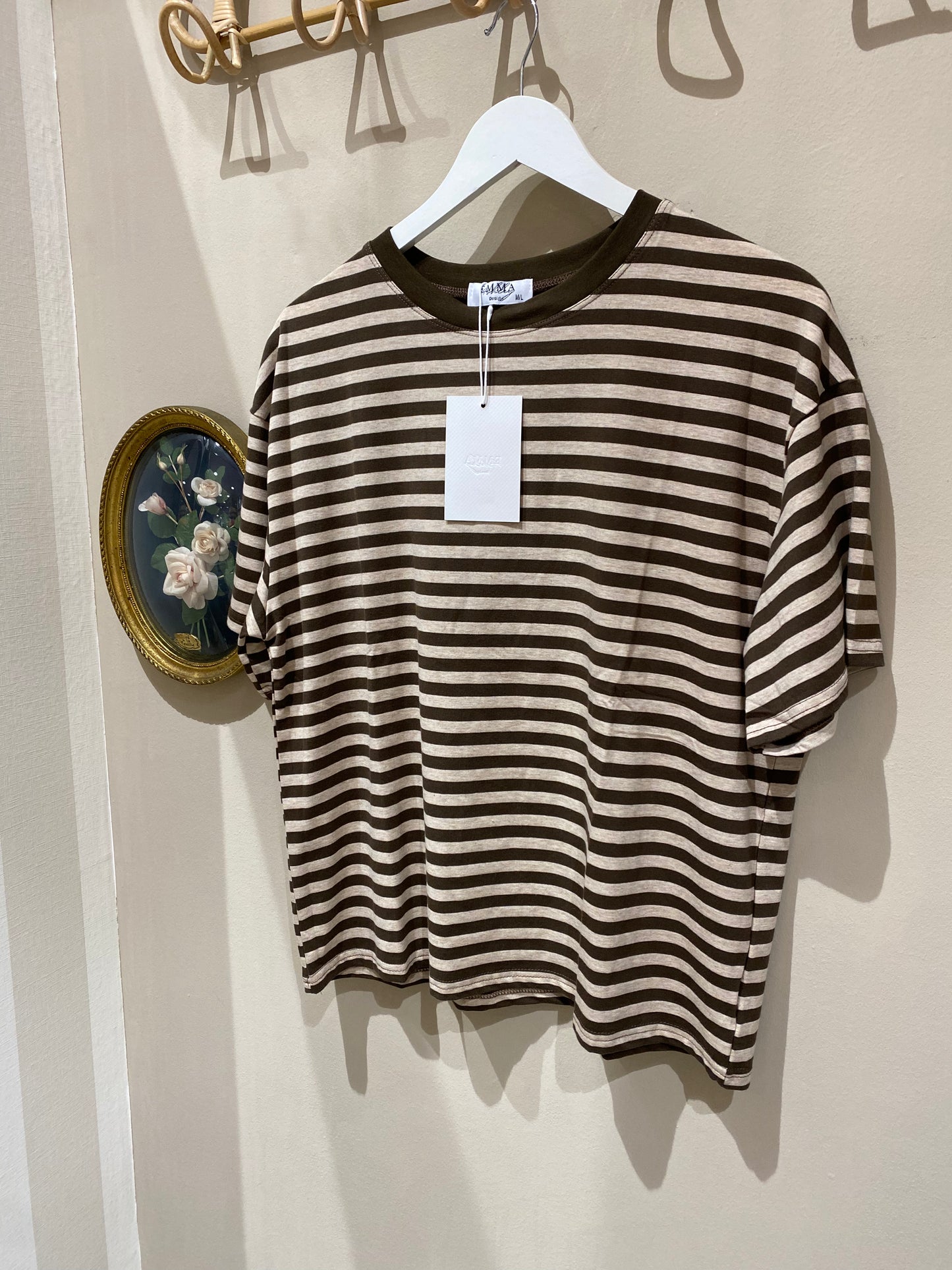 T-shirt Femme Oversize Rayé - Taille M/L