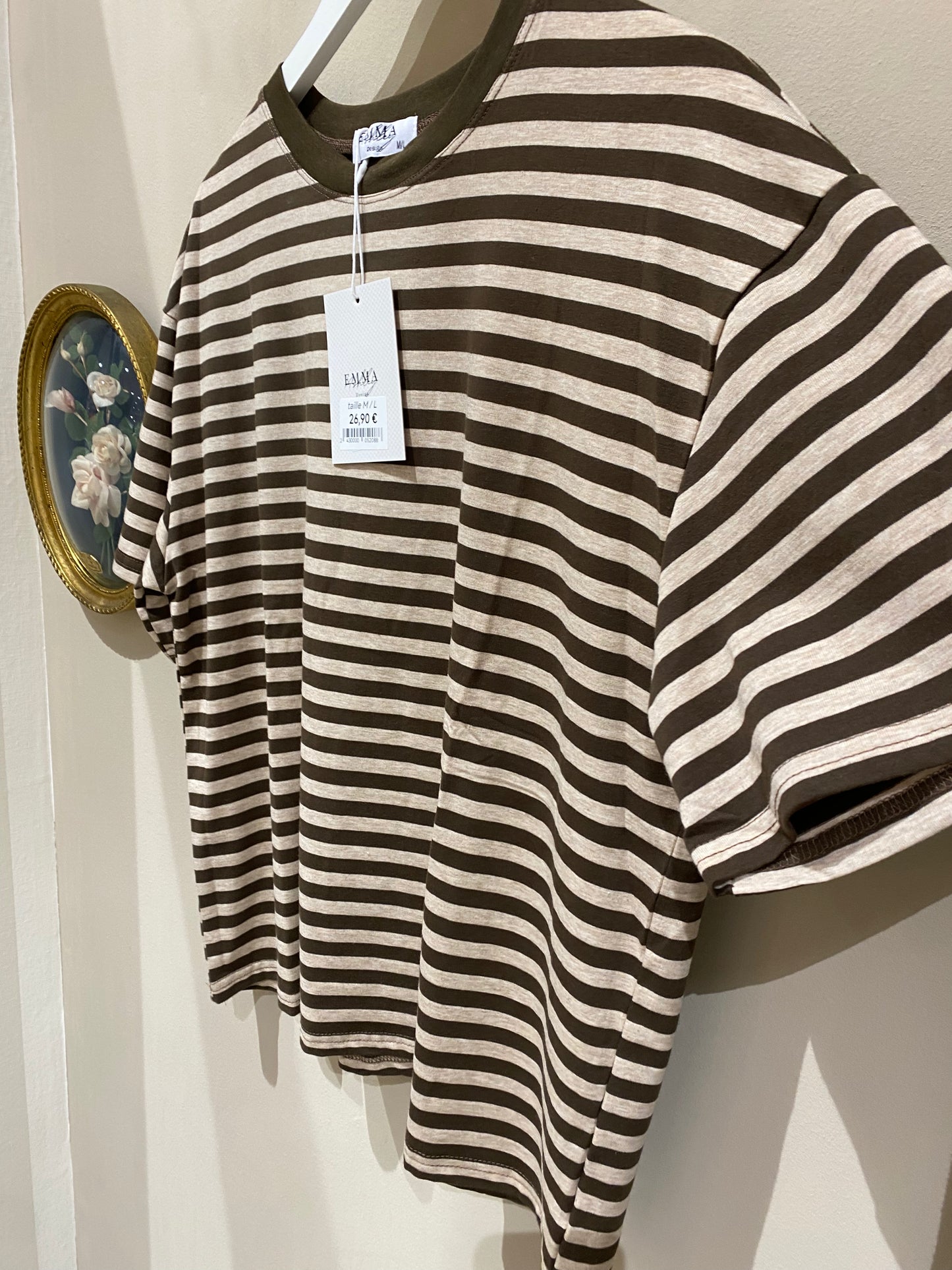 T-shirt Femme Oversize Rayé - Taille M/L