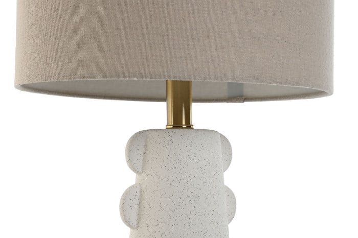Lampe De Table Grès Lin 30x30x64 cm Blanc