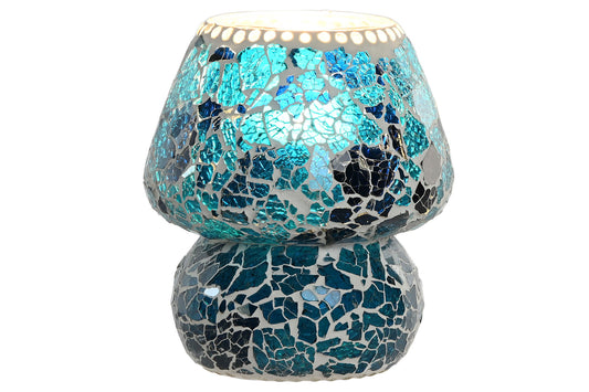 LAMPE DE TABLE en VERRE craquelé bleu