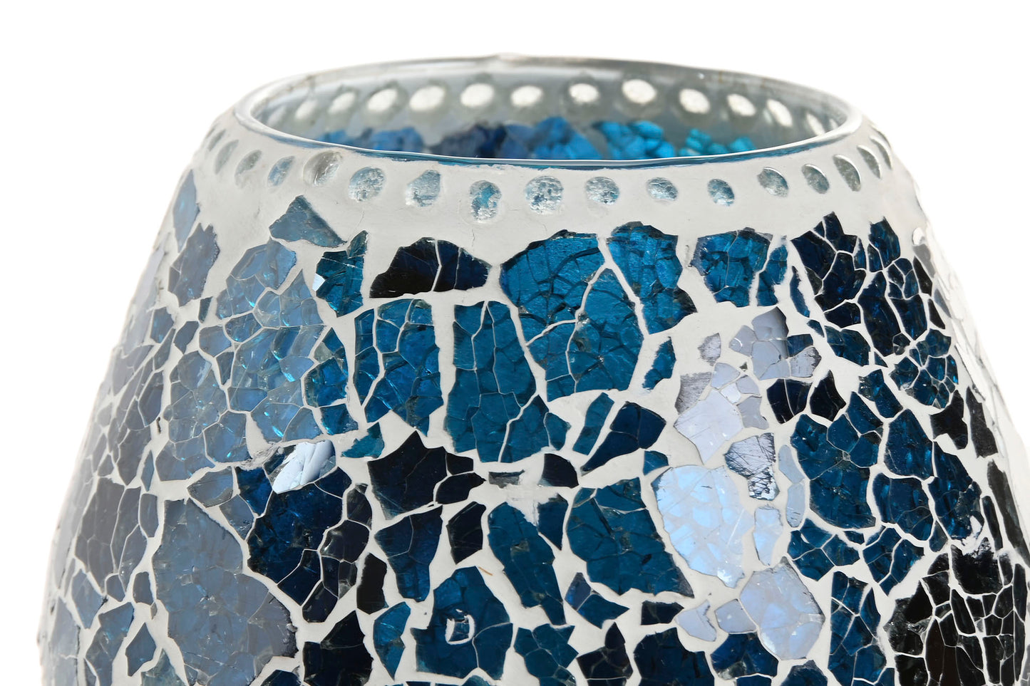 LAMPE DE TABLE en VERRE craquelé bleu