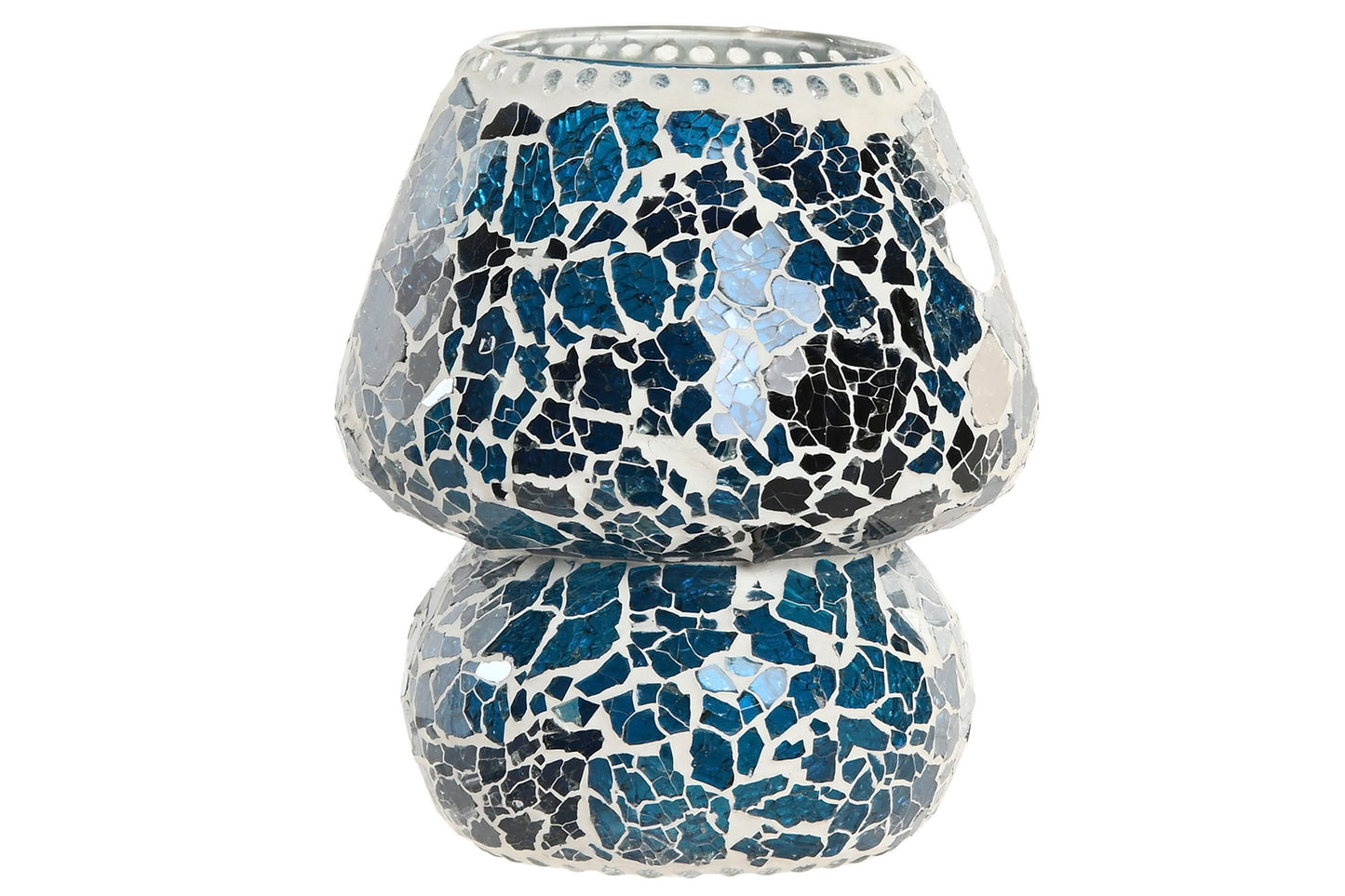 LAMPE DE TABLE en VERRE craquelé bleu