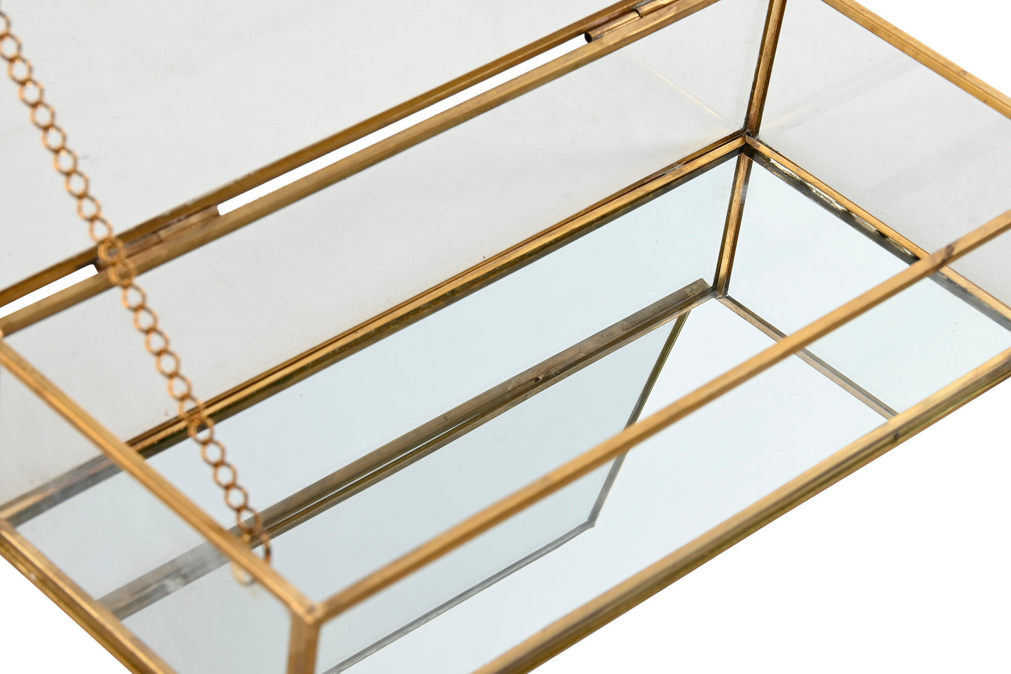 BOÎTE BIJOUX en VERRE et METAL DORÉ