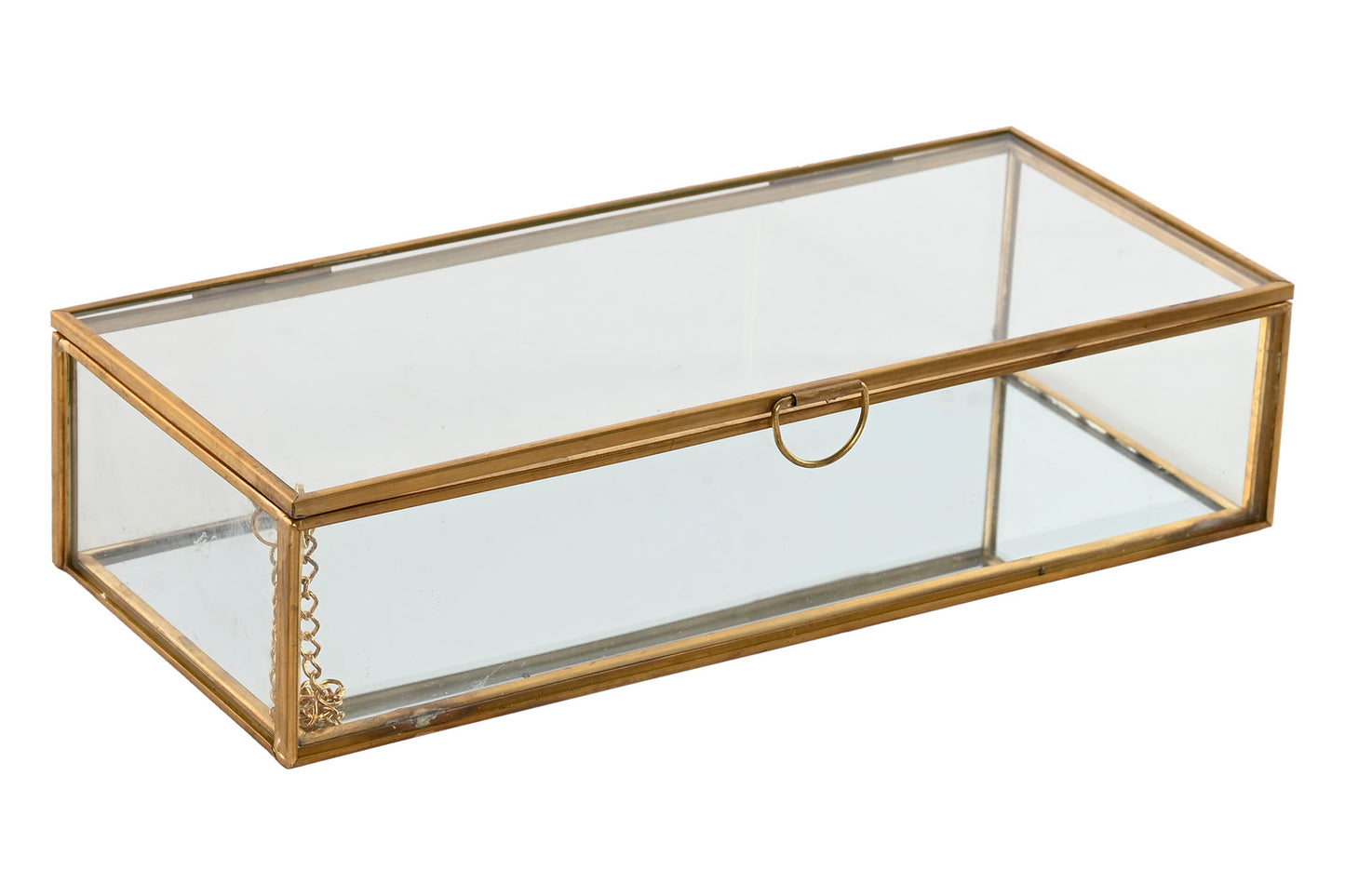 BOÎTE BIJOUX en VERRE et METAL DORÉ