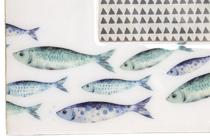 Cadre Photo Bois de Manguier et Verre 20,5x2x25,5 cm Poissons