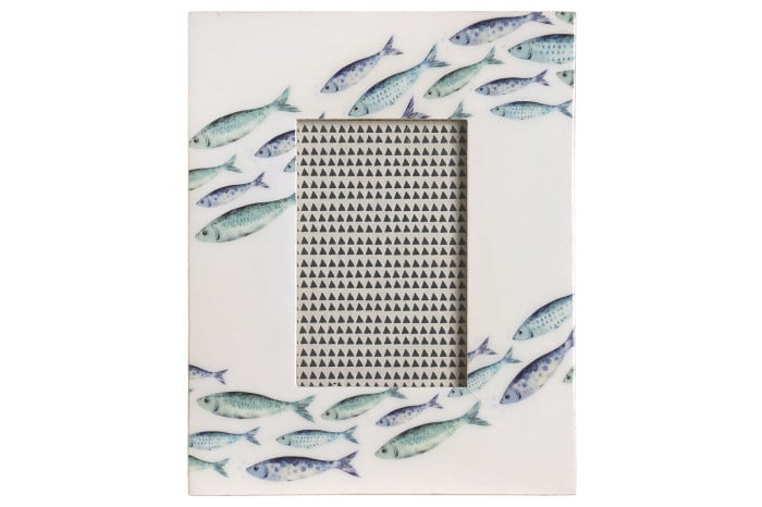 Cadre Photo Bois de Manguier et Verre 20,5x2x25,5 cm Poissons