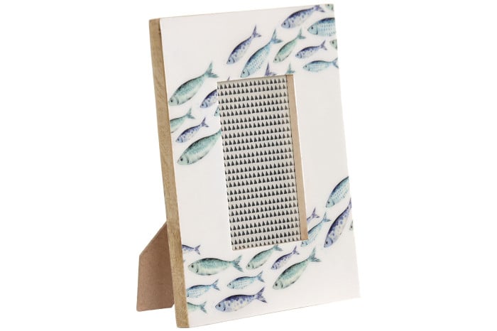 Cadre Photo Bois de Manguier et Verre 20,5x2x25,5 cm Poissons