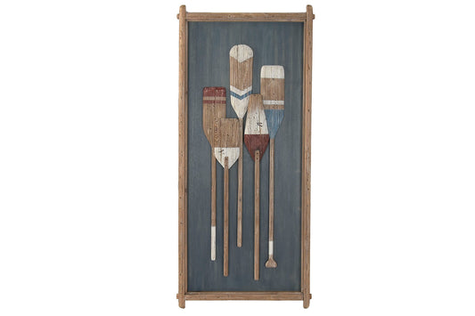Grande décoration murale en bois recyclé "rames"