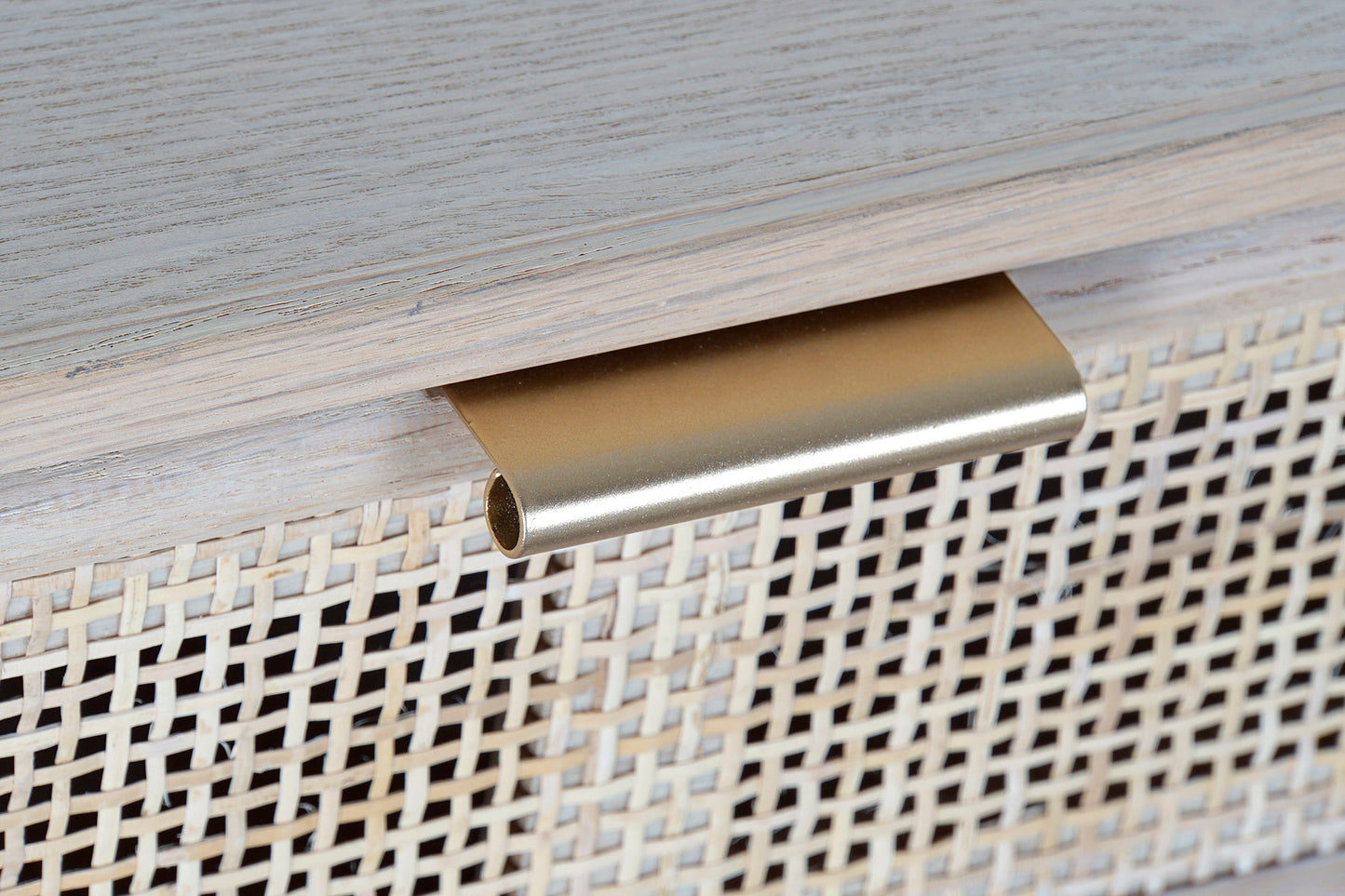 COMMODE 5 TIROIRS ROTIN NATUREL