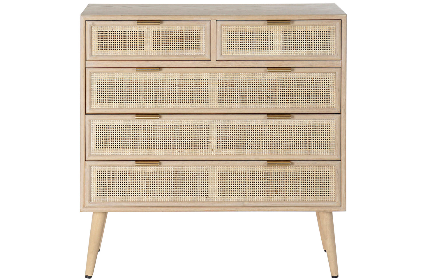 COMMODE 5 TIROIRS ROTIN NATUREL