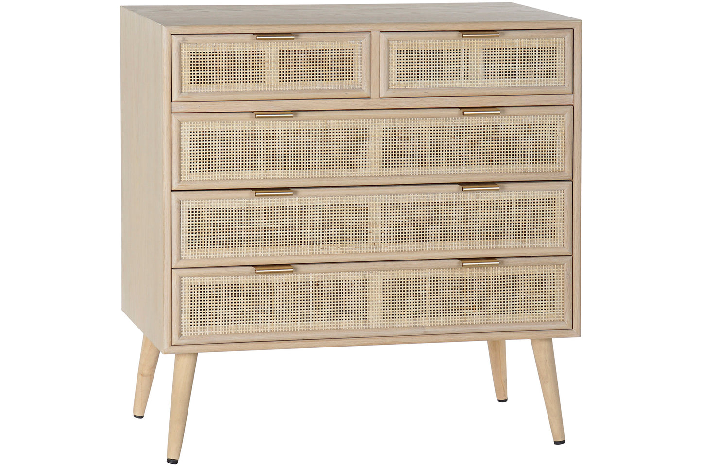 COMMODE 5 TIROIRS ROTIN NATUREL