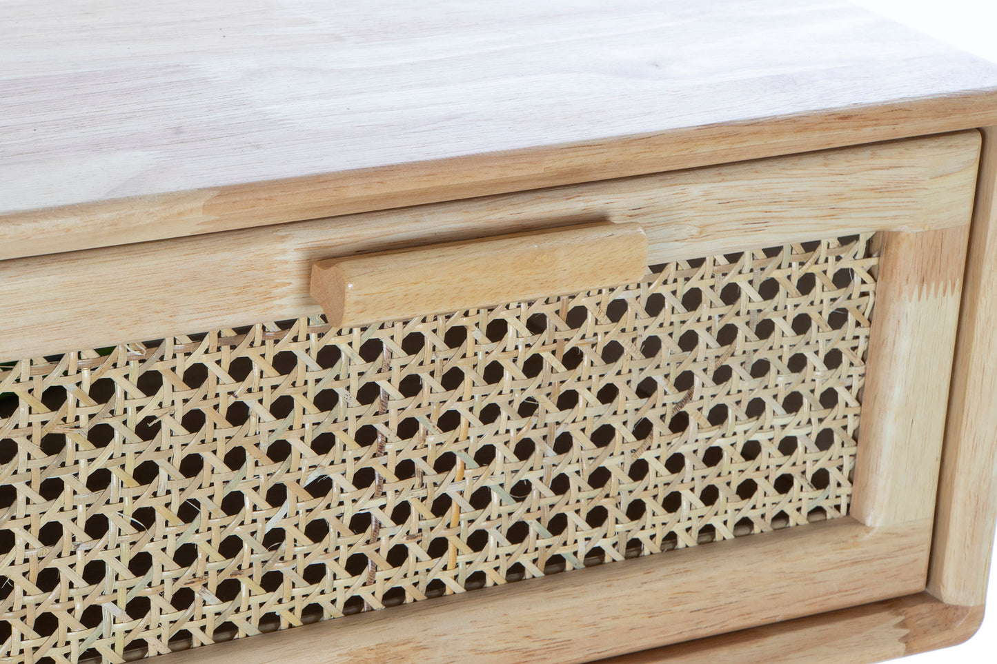 Console en rotin et bois de caoutchouc