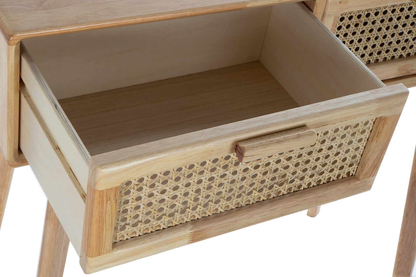 Console en rotin et bois de caoutchouc