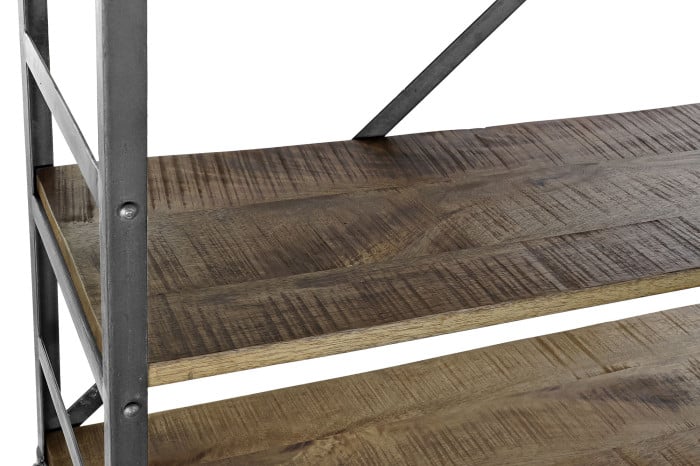 Étagère Bois Recyclé Métal 164x47x226 cm Escalier Naturel