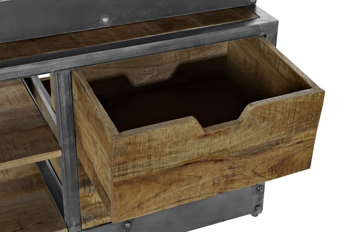 Étagère Bois Recyclé Métal 164x47x226 cm Escalier Naturel
