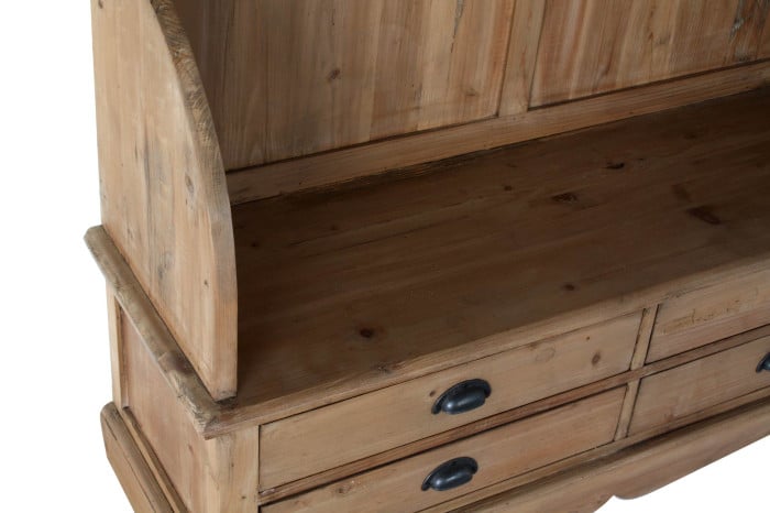 Meuble D'Entrée Pin Recyclé Miroir 124x40x200 cm Naturel