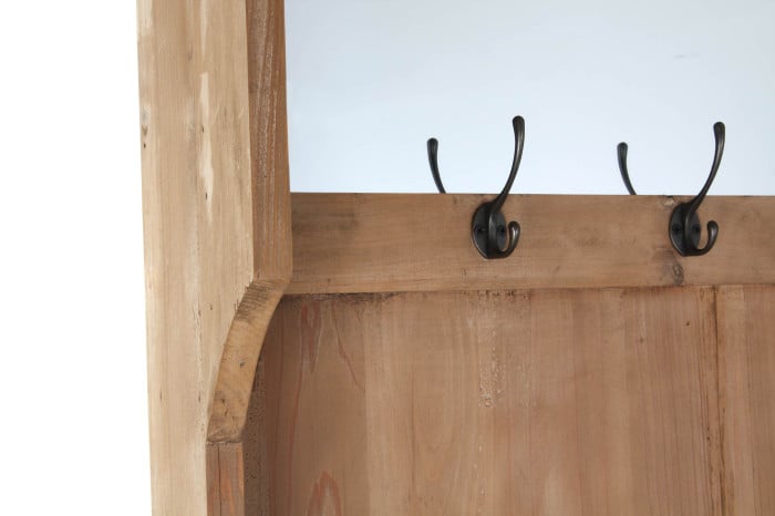Meuble D'Entrée Pin Recyclé Miroir 124x40x200 cm Naturel