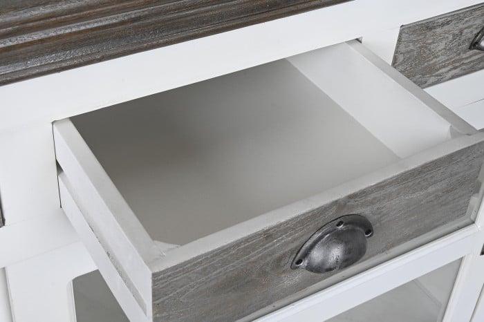 Commode Manguier Verre 165x45,7x105,4 cm Gris