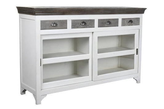 Commode Manguier Verre 165x45,7x105,4 cm Gris