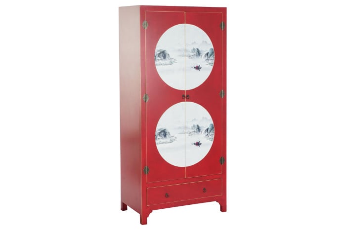 Armoire Sapin MDF 85,5x50,5x186,2 cm Rouge