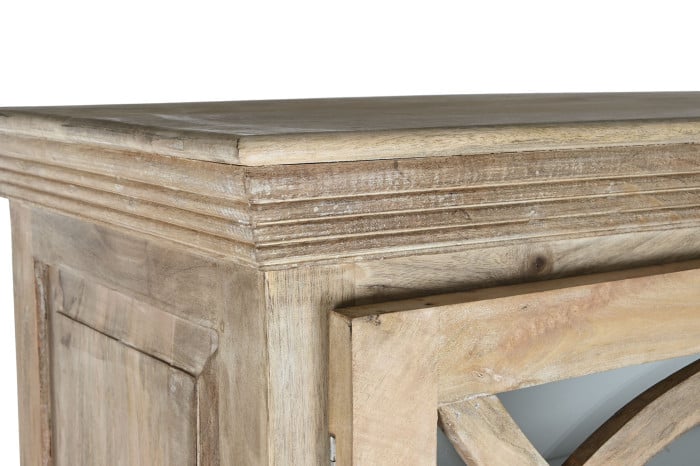 Vitrine Bois Massif Manguier 120x50x205 cm Blanc Naturel