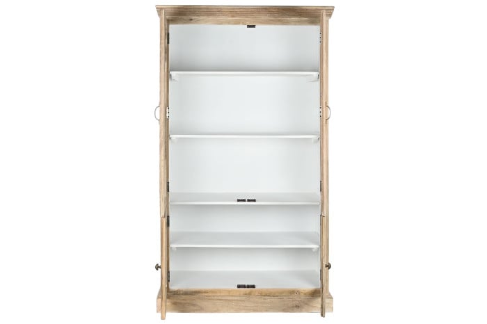Vitrine Bois Massif Manguier 120x50x205 cm Blanc Naturel