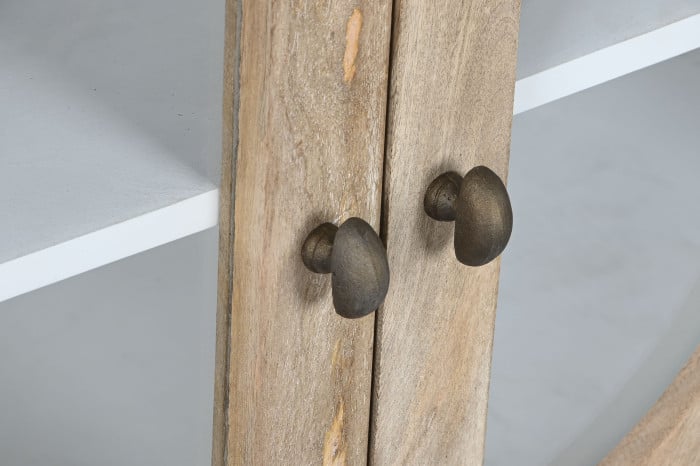 Vitrine Bois Massif Manguier 120x50x205 cm Blanc Naturel