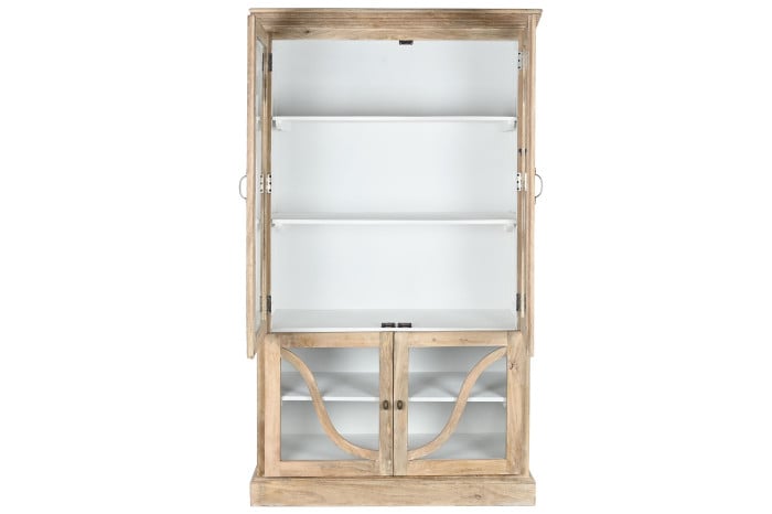 Vitrine Bois Massif Manguier 120x50x205 cm Blanc Naturel